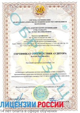 Образец сертификата соответствия аудитора №ST.RU.EXP.00014299-1 Санкт-Петербург Сертификат ISO 14001