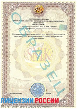 Образец сертификата соответствия (приложение) Санкт-Петербург Сертификат ISO 13485